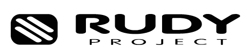 Czarne logo marki sprzedającej akcesoria rowerowe Rudy Project